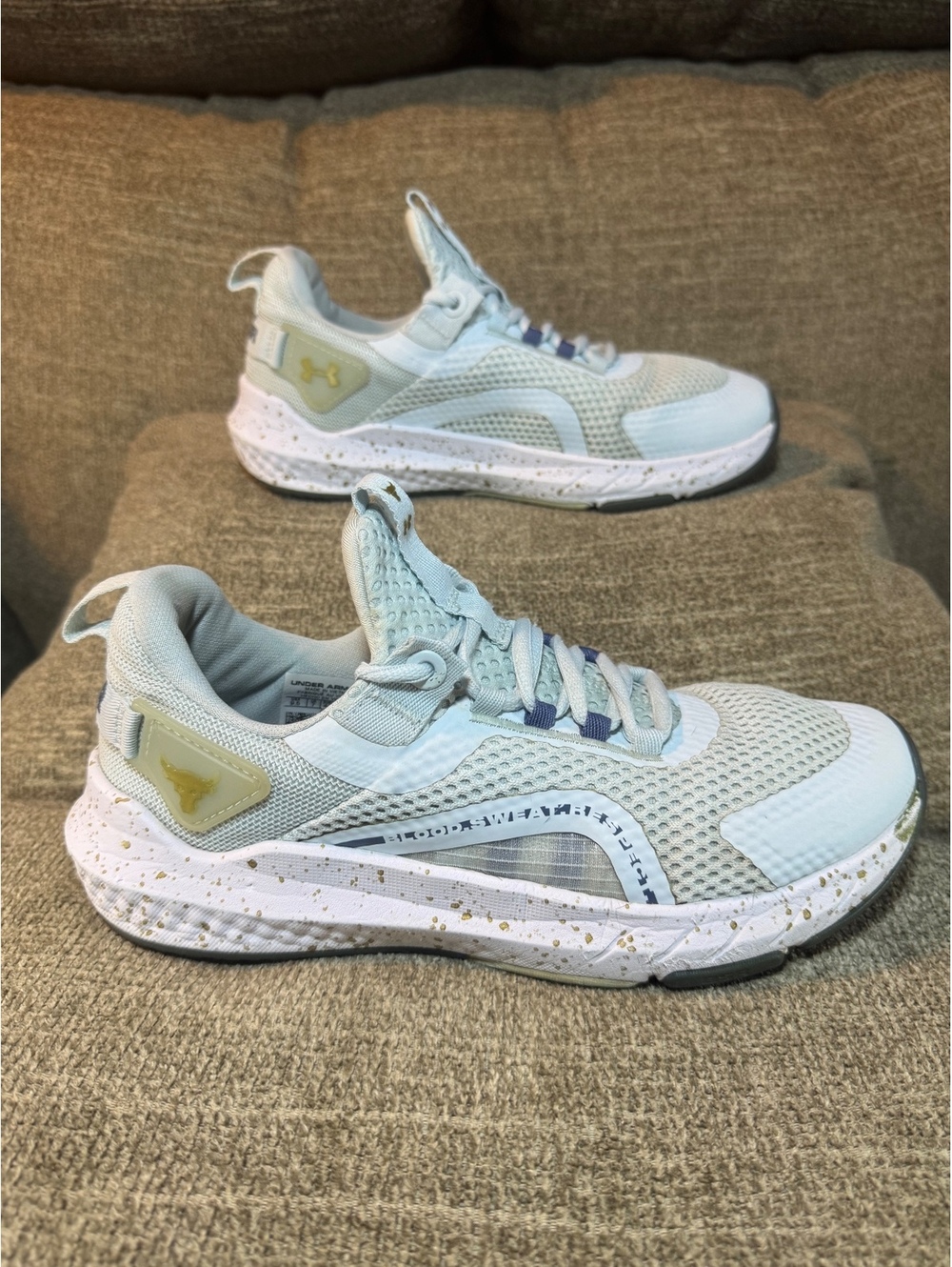 Under Armour Women's Project Rock BSR 3 Halogen Blue Gold Sneakers Size 9.5